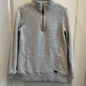 LL Bean Small Tall Gray Quilted Sweater quarter zip